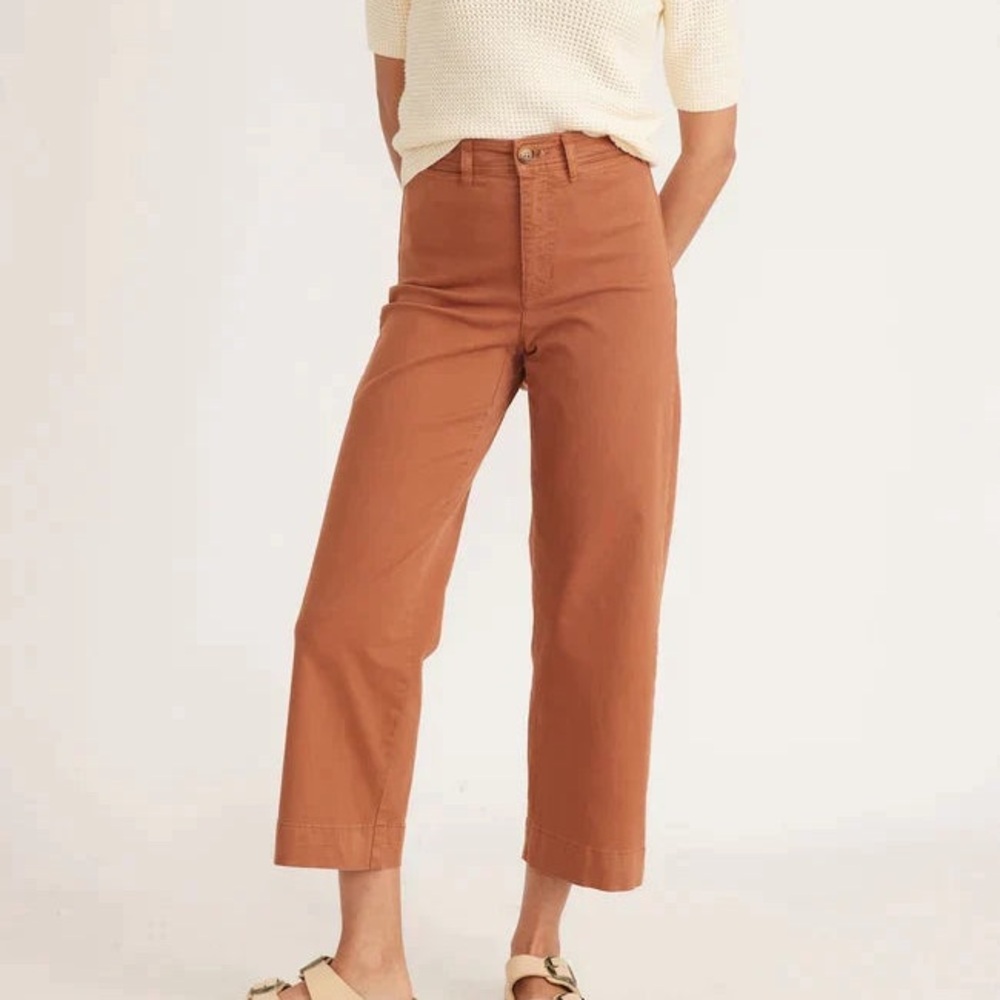 NWT Marine Layer Bridget Slim Wide Leg Crop in Amber Brown